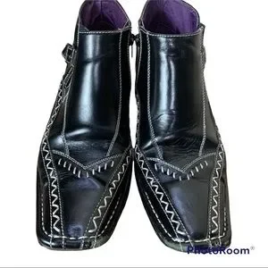 Vintage Giorgio Brutini Leather Ankle Boots size 7.5 GIORGIO BRUTINI Mens Black Leather Ankle Cowboy Boots Size  main image 2